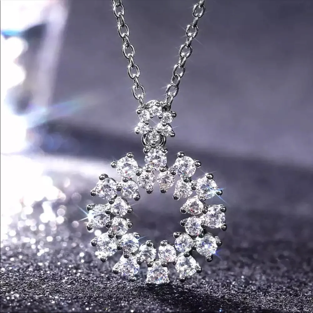 New 925 Silver Luxury Diamond Necklace - Picture 1 of 5